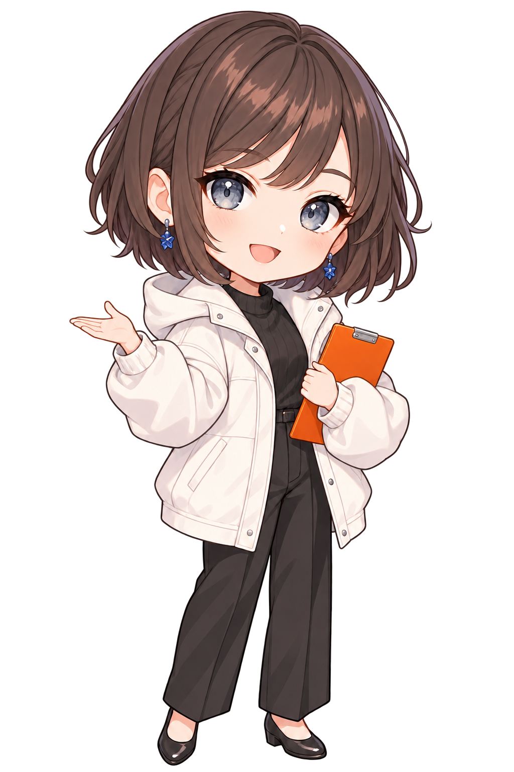 笑顔で案内するなぎさのイラスト
